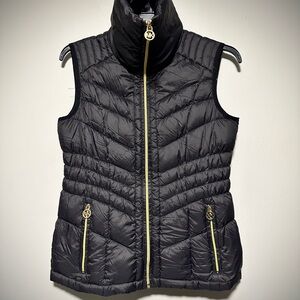Michael Kors Black Puffer Vest with Gold Zippers